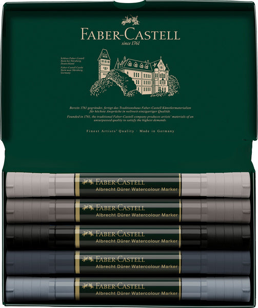 Faber Castell FC-160306 WK25 aquarelmarker FC Albrechtdürer 5 stuks grijstinten