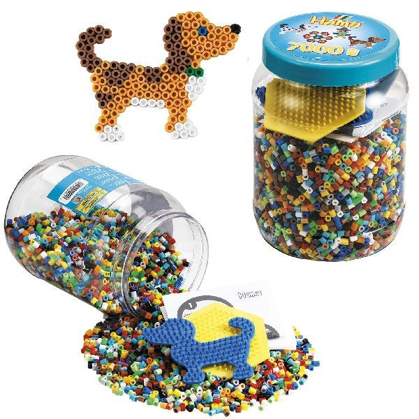 Hama strijkkralen set in pot 7000 stuks blauw