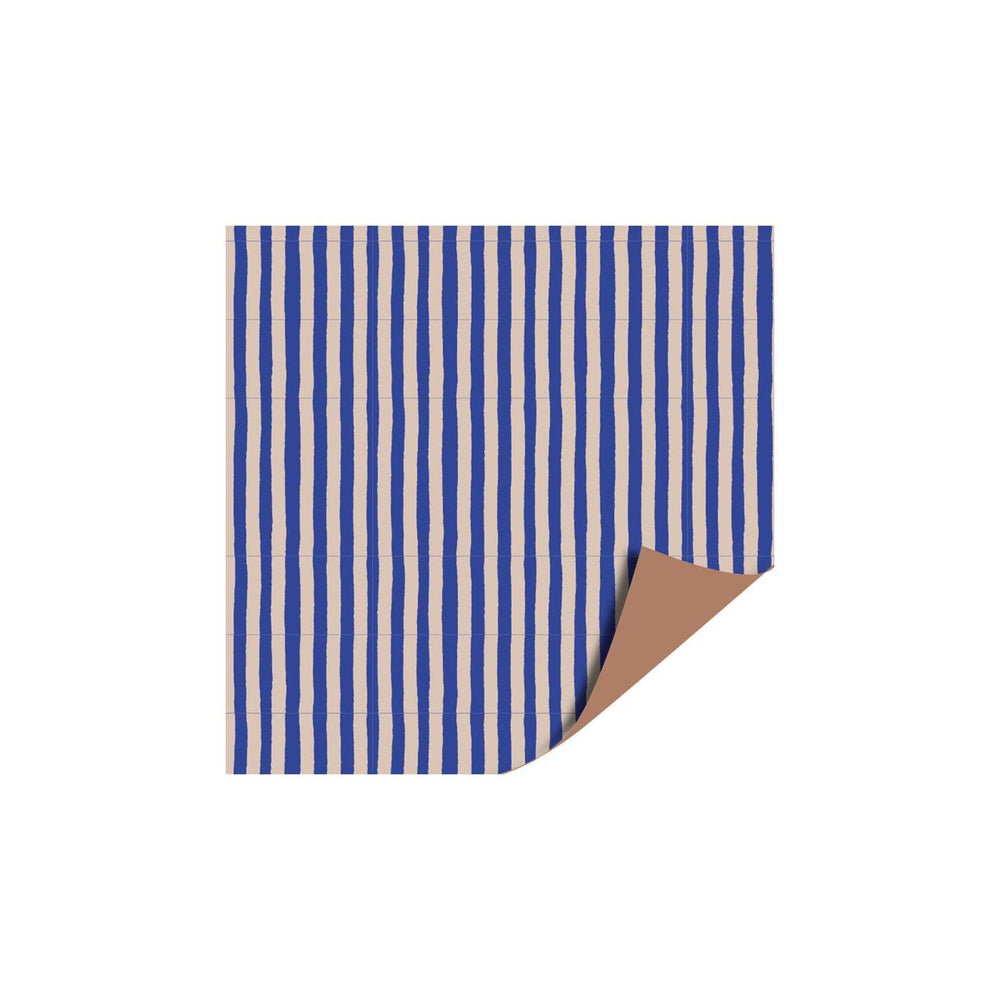 Kassaplan coated cadeaupapier dubbelzijdig 30cm 100m soft stripe blauw beige