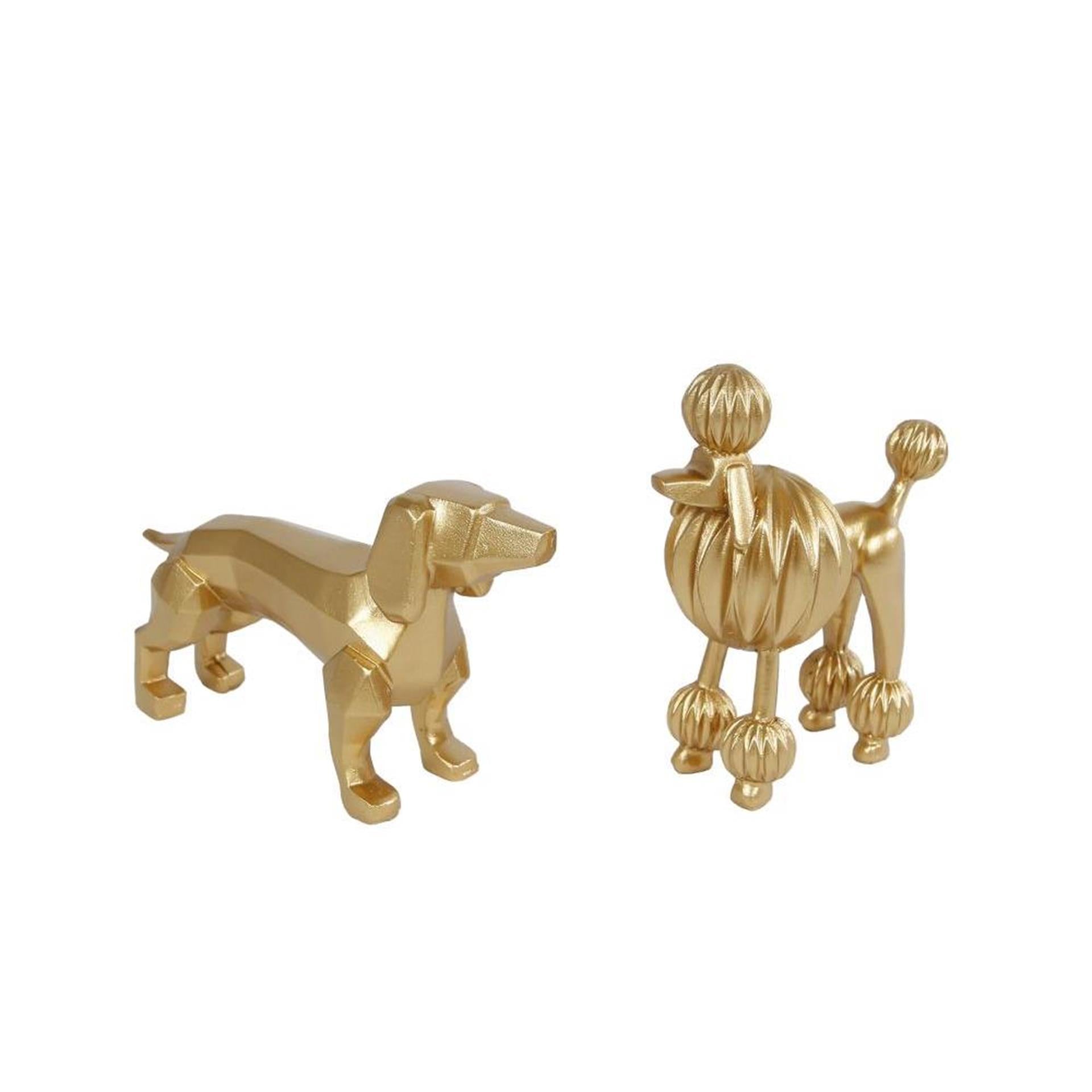 Cosydecor beeld hond teckel poedel goud poly 12cm