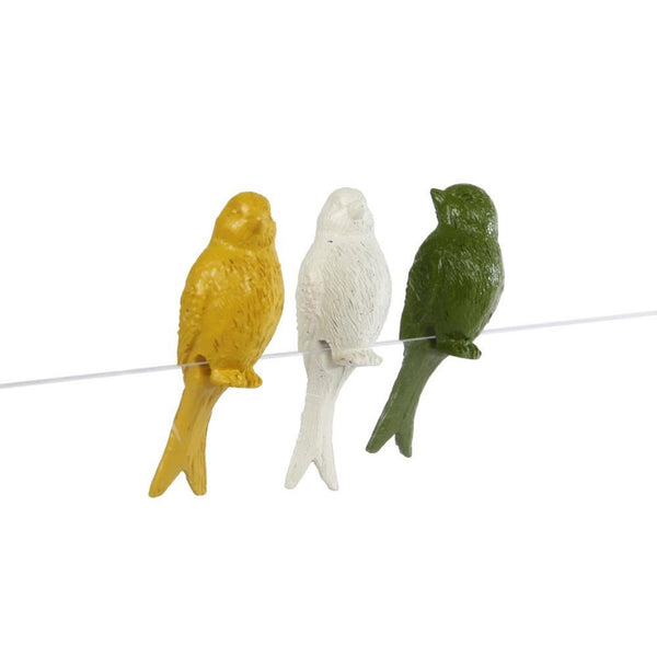 Cosydecor beeld zittende vogel voor op sfeerlicht wit groen geel polystone 4x3x7cm
