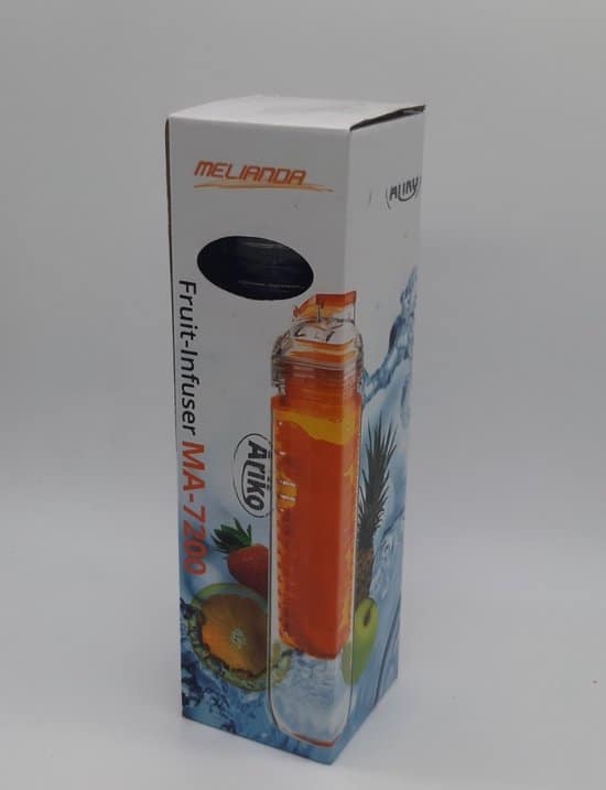 Van der doelen fruitdrinkfles met fruitinfuser 800 ml groot oranje