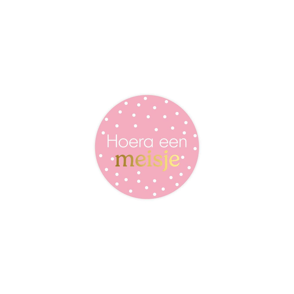Kassaplan stickers hoera een meisje ø40mm rol a 250 stuks