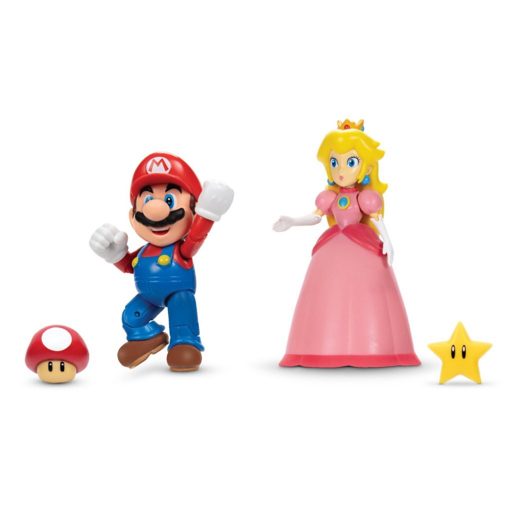 Super mario figuren mario perzik 10 cm 2-pack