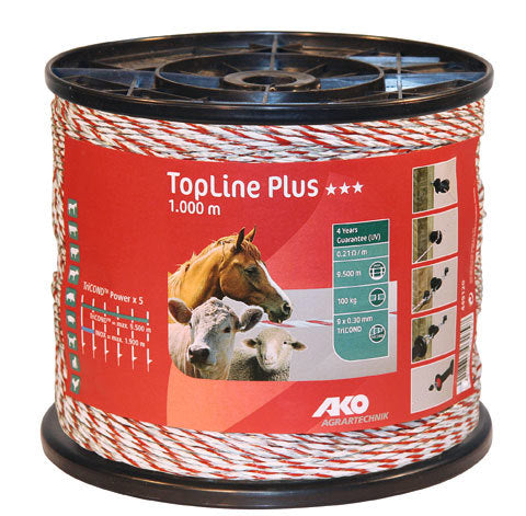 Ako producten topline plus schrikdraad wit rood 9x0 30 tricond 1000m