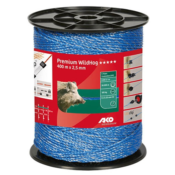 Ako producten premium wildhog schrikdraad blauw 6x 025 400m