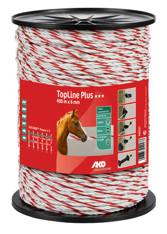 Ako producten topline plus schrikkoord wit rood 6mm 400m tricond