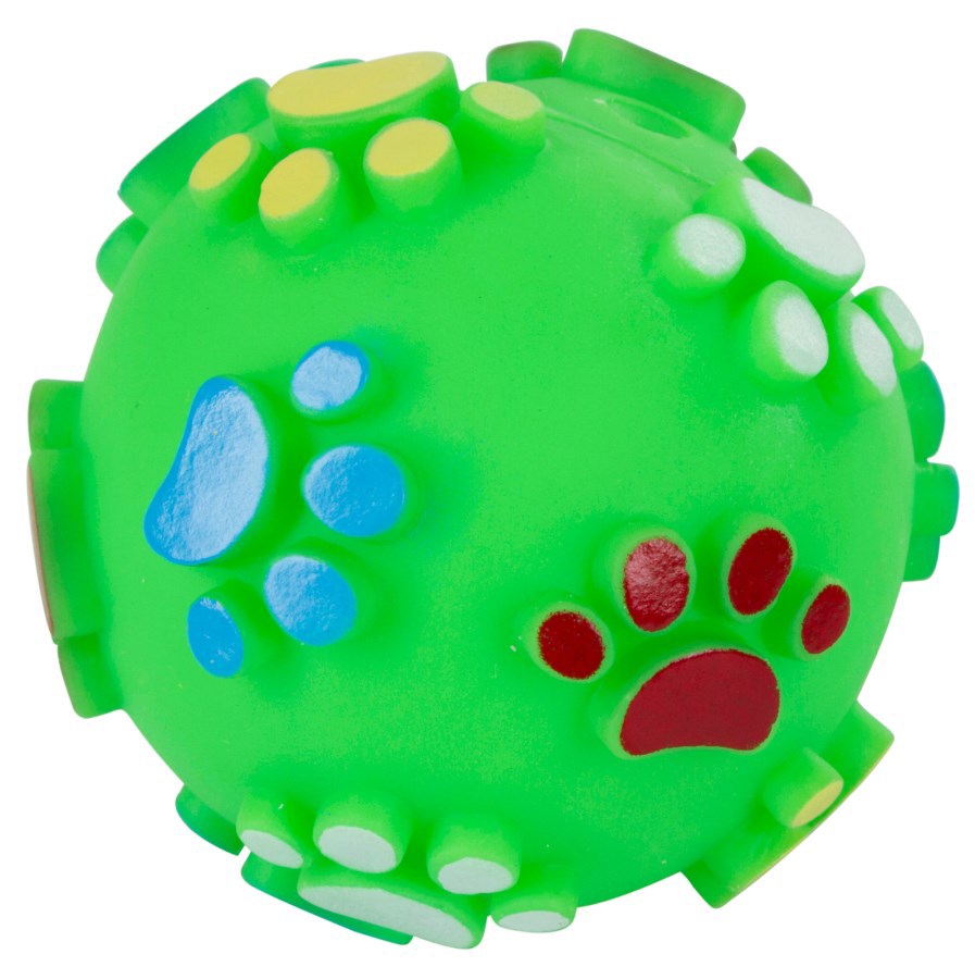 Vinyl bal met pootafdruk 10 cm m pieper op kleur gesorteerd