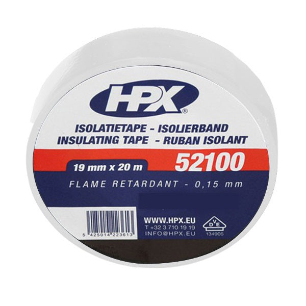Hpx producten isolatietape 52100 vde 19mm 20mtr wit