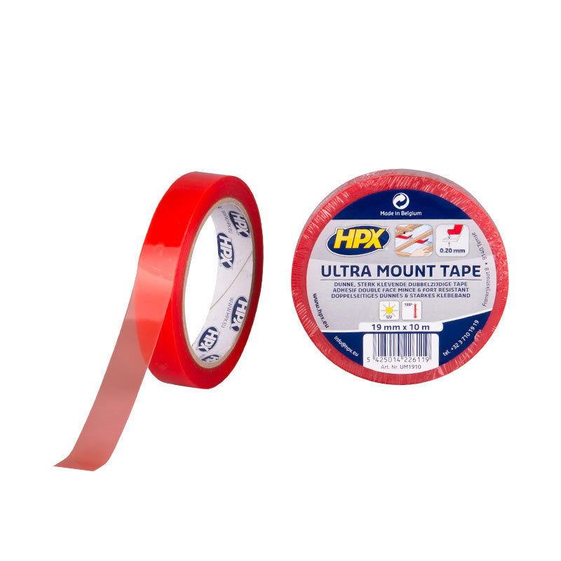 Hpx producten dubbelzijdig tape ultra mount transparant 19mm x 10m