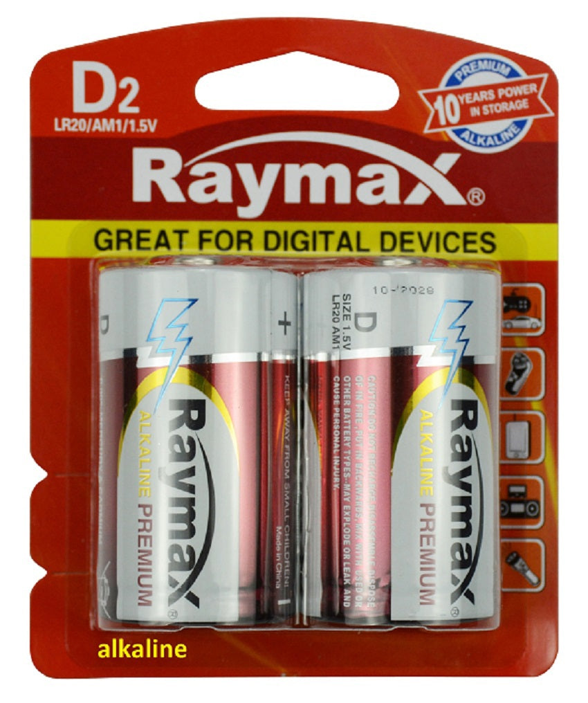 Raymax producten batterij alkaline lr20 d 15v x2st