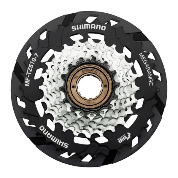 Shimano Tourney MF-TZ510-7 Screw-on Freewheel 7-Speed 14-34T Megarange – Black Silver