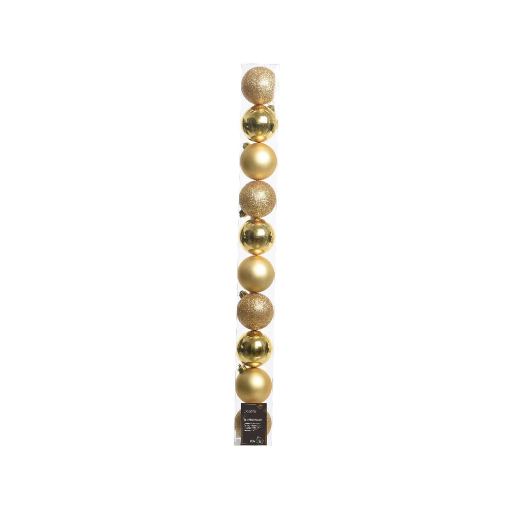 Decoris kerstballen licht goud van kunststof dia 6 cm 10-delig