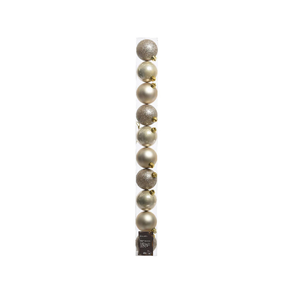 Decoris kerstballen parel van kunststof dia 6 cm 10-delig