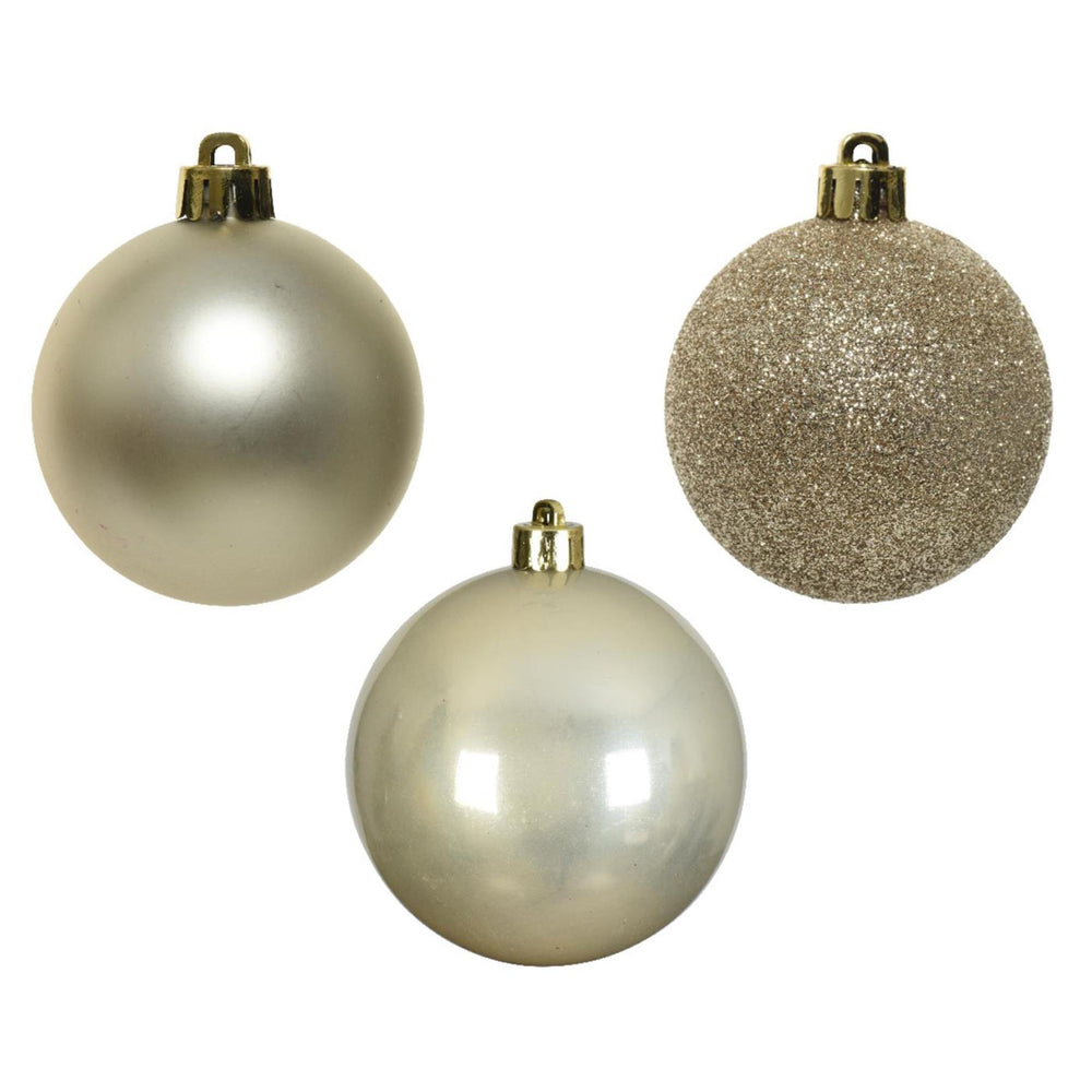 Decoris kerstballen parel van kunststof dia 6 cm 10-delig