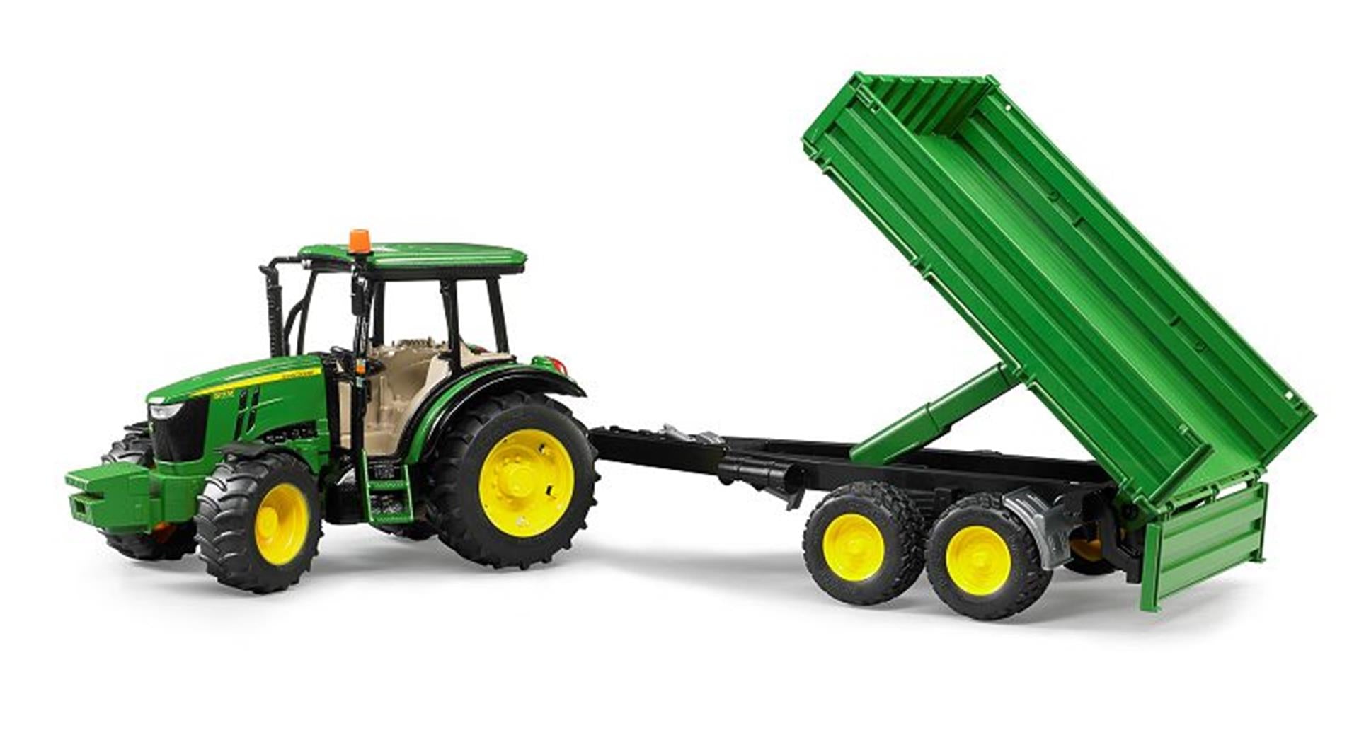 Bruder john deere tractor 5115 m met aanhanger 1:16