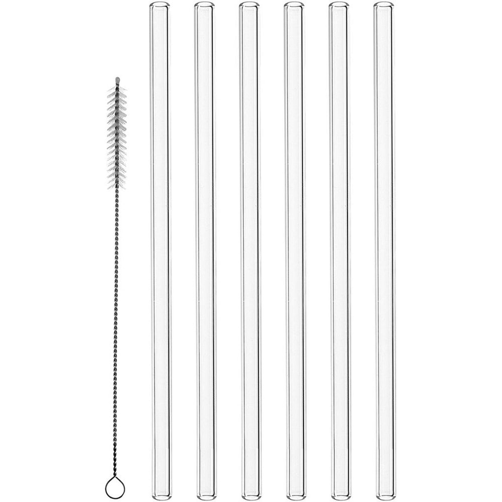 Montana glazen rietjes 6 stuks 23cm met borsteltje
