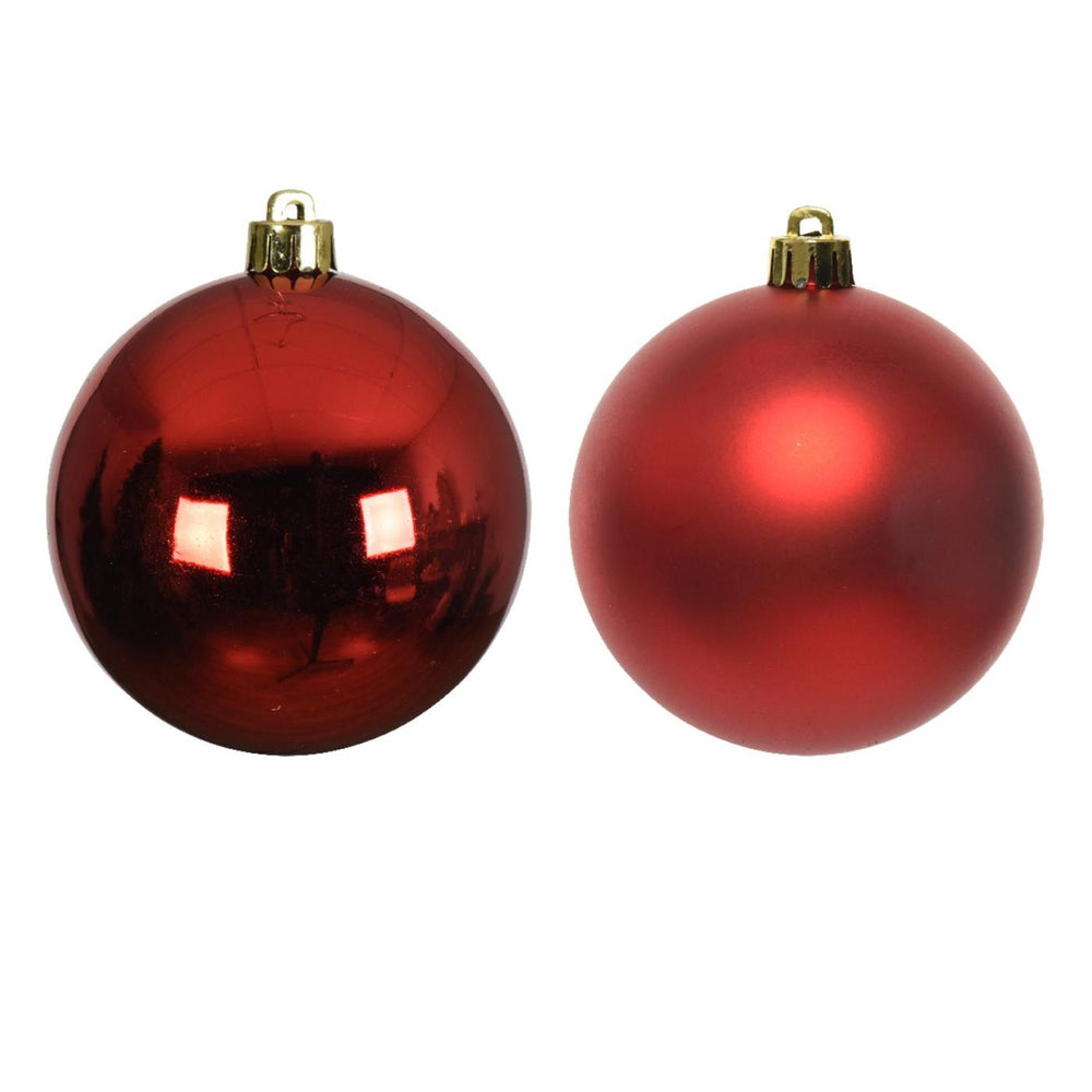 Decoris kerstballen van kunststof glans kerst rood dia.4 cm 12-delig