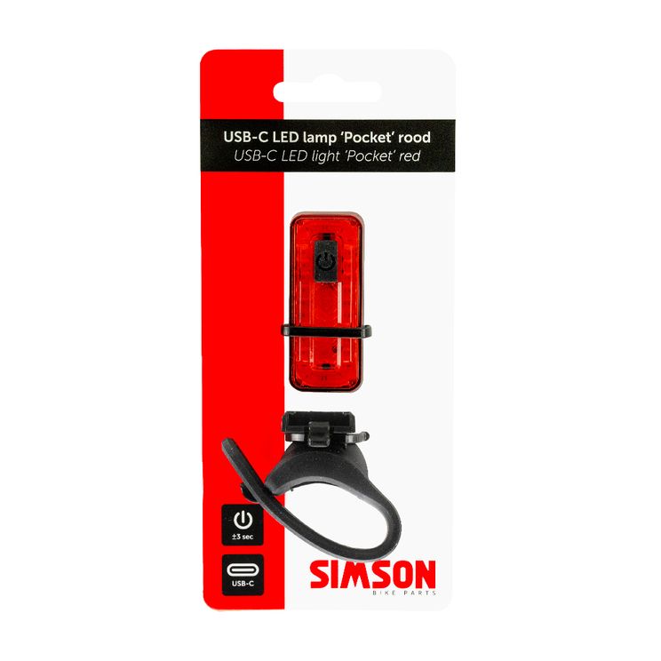 Simson usb-c led lamp 'pocket' rood