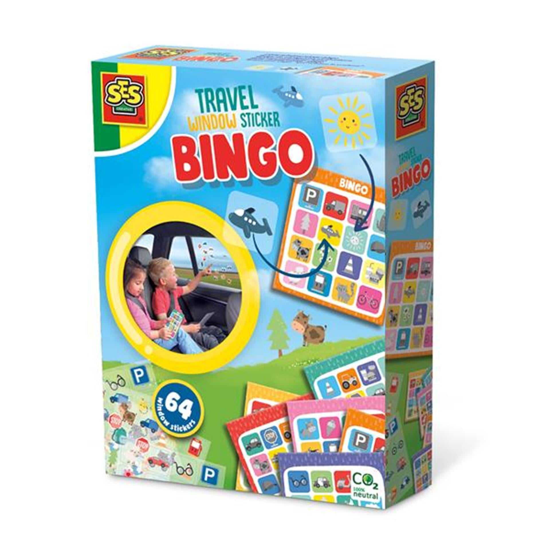 Ses reisspel raamsticker bingo