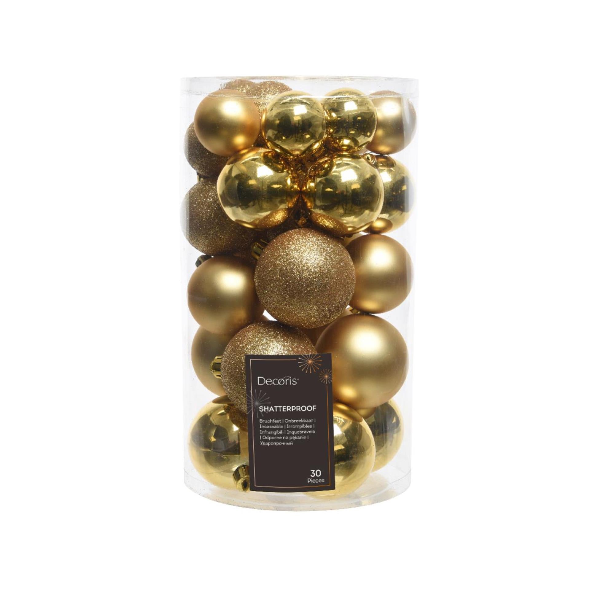Decoris kerstballen mix kunststof goud 30-delig