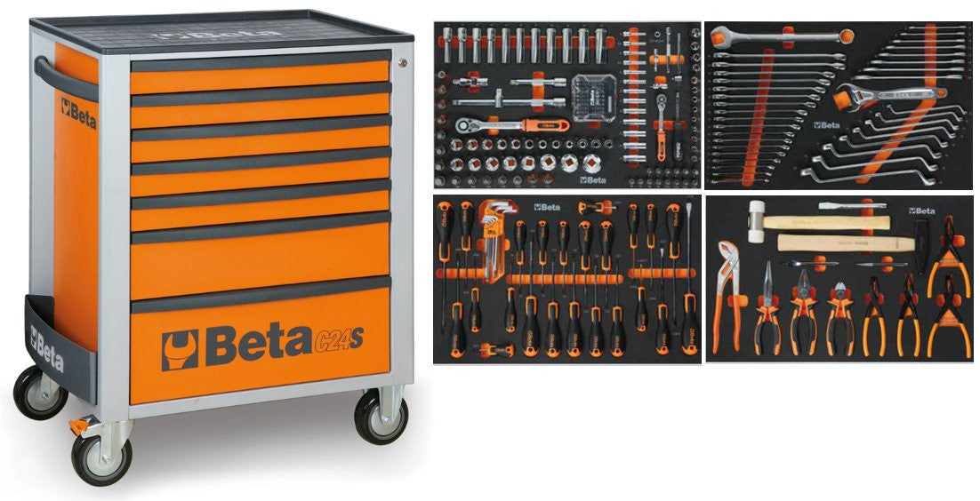 Gereedschapswagen 7 Laden Beta Oranje incl. 240-delig assortiment