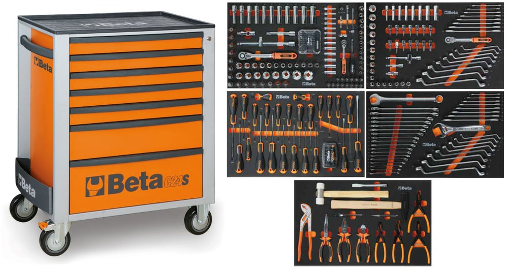 Beta 2400s o7 e-m | gereedschapswagen | 7 laden | oranje | 309-delig - 024006224