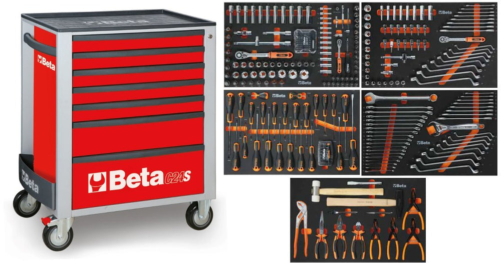 Beta 2400s r7 e-m | gereedschapswagen | 7 laden | rood | 309-delig - 024006226