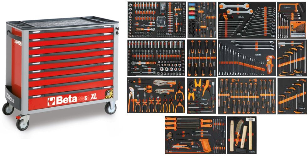 Beta 2400s xlr9 e-xl | gereedschapswagen | 9 laden | rood | 495-delig - 024006253