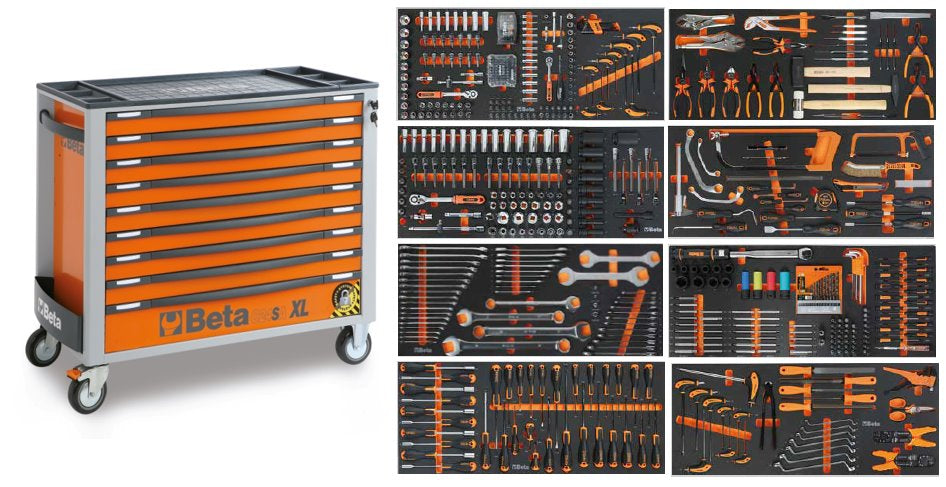 Beta 2400s xlo9 e-xxl | gereedschapswagen | 9 laden | oranje | 614-delig - 024006254