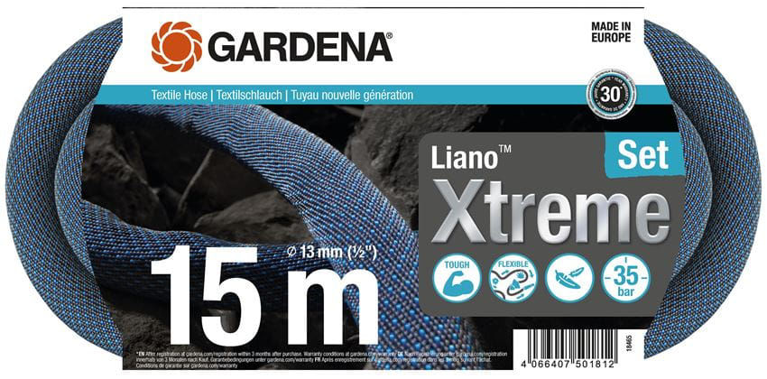 Gardena textielslang liano xtreme 15 m set (donkergrijs oranje)