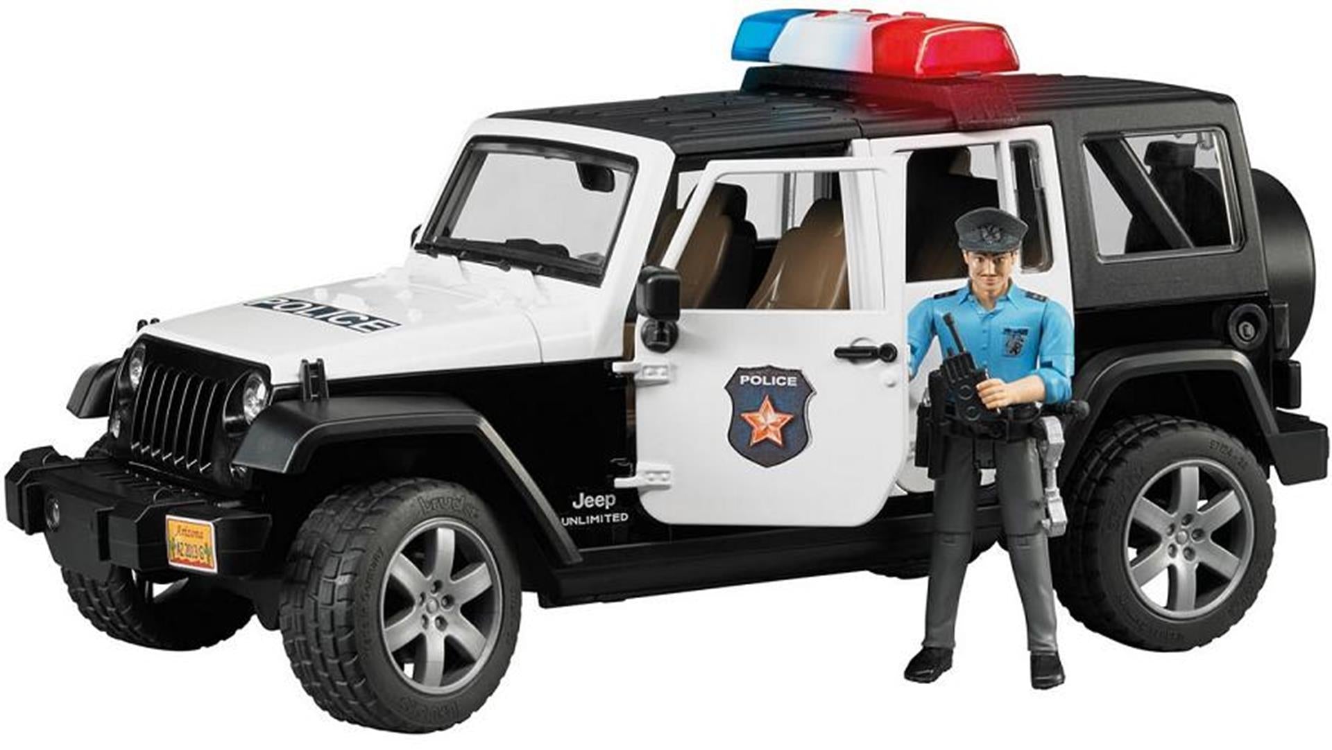 Bruder auto jeep politie wrangler rubicon onbeperkt licht en geluid