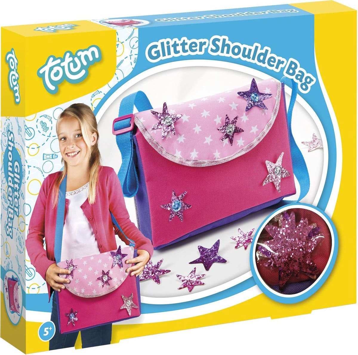 Totum glitter schoudertas formaat 27x18x7 cm