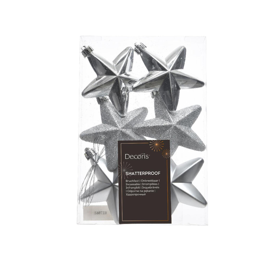 Decoris kersthanger kunststof zilver dia7,5cm 6-delig