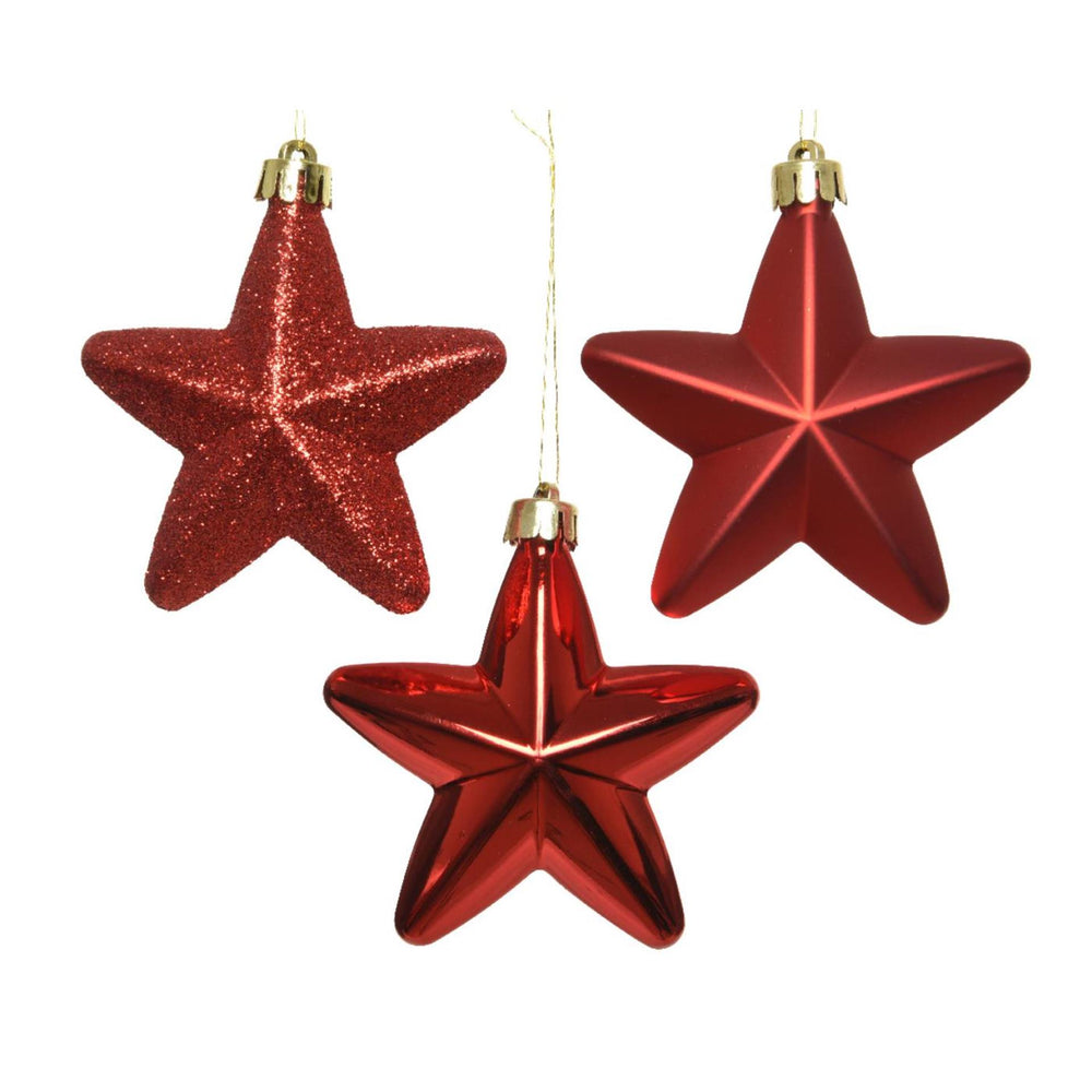 Decoris kersthanger kunststof rood dia7,5cm 6-delig