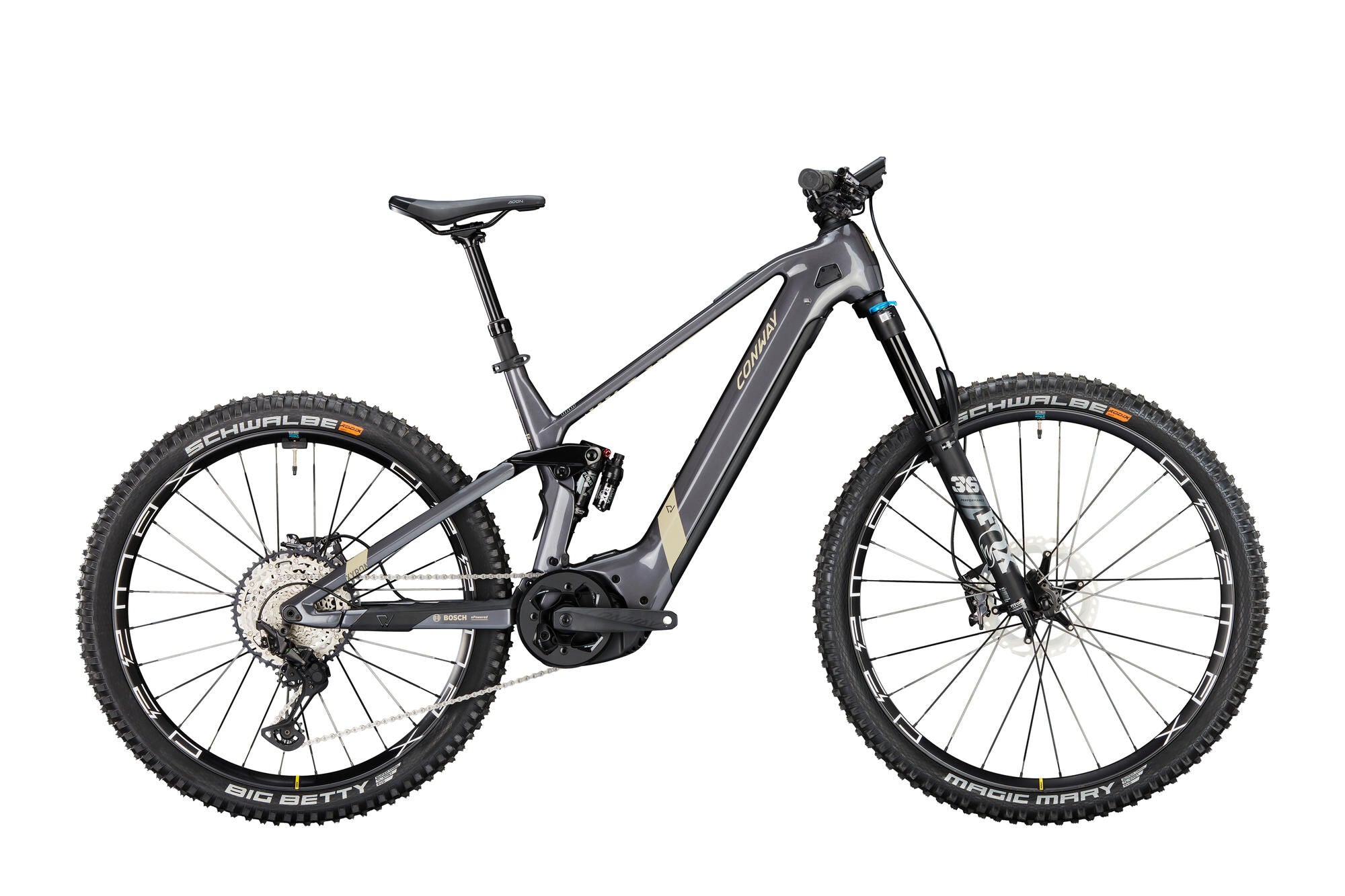 Conway elektrische mtb full-suspension xyron s 8.9 mx carbon mod. 24 ebike conw.xyron s 8.9 29 43 full sus. grey des.
