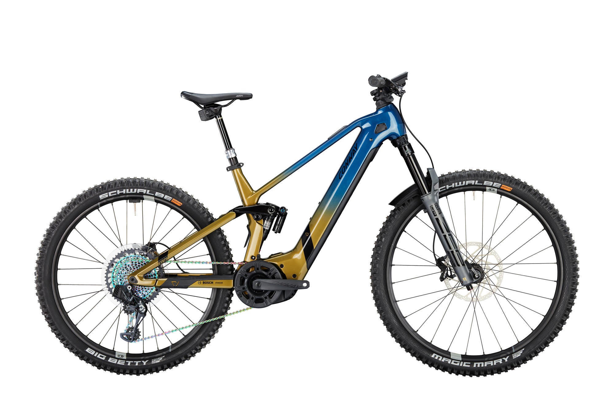 Conway elektrische mtb full-suspension xyron s 9.9 mx carbon mod. 23 ebike conw. xyron s 9.9 29 49 full sus. blue br.
