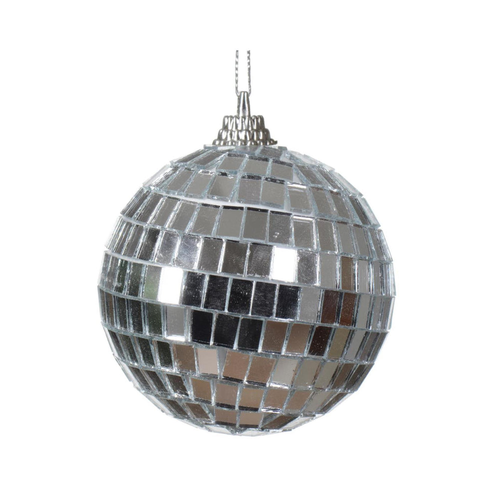 Decoris kerstbal discobal van kunststof zilver dia.6cm