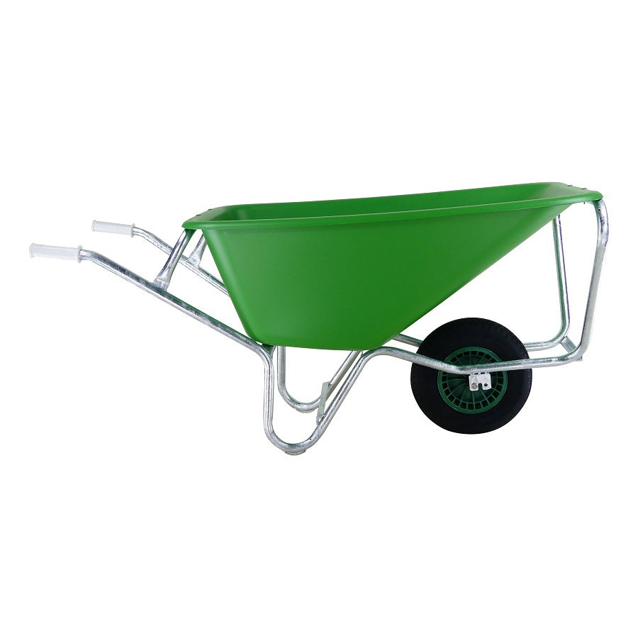 Fort producten kruiwagen f s 165l groen hdpe bak verzinkt onderstel