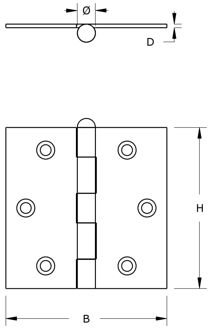 Axa scharnier 76x76 verzinkt