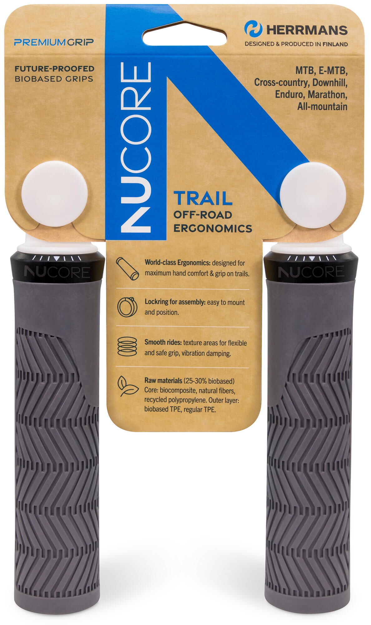 Herrmans handvat nucore trail grip herrman.nucore trail 130mm wave grey
