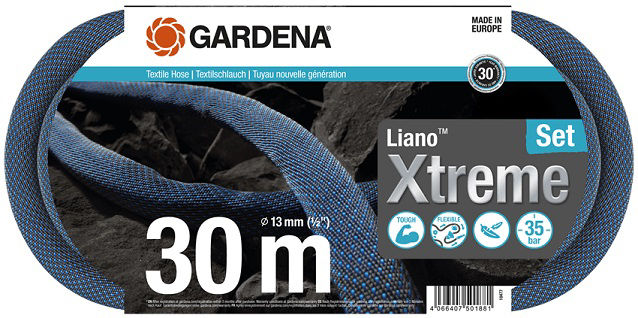Gardena textielslang liano xtreme 30 m set (donkergrijs oranje)