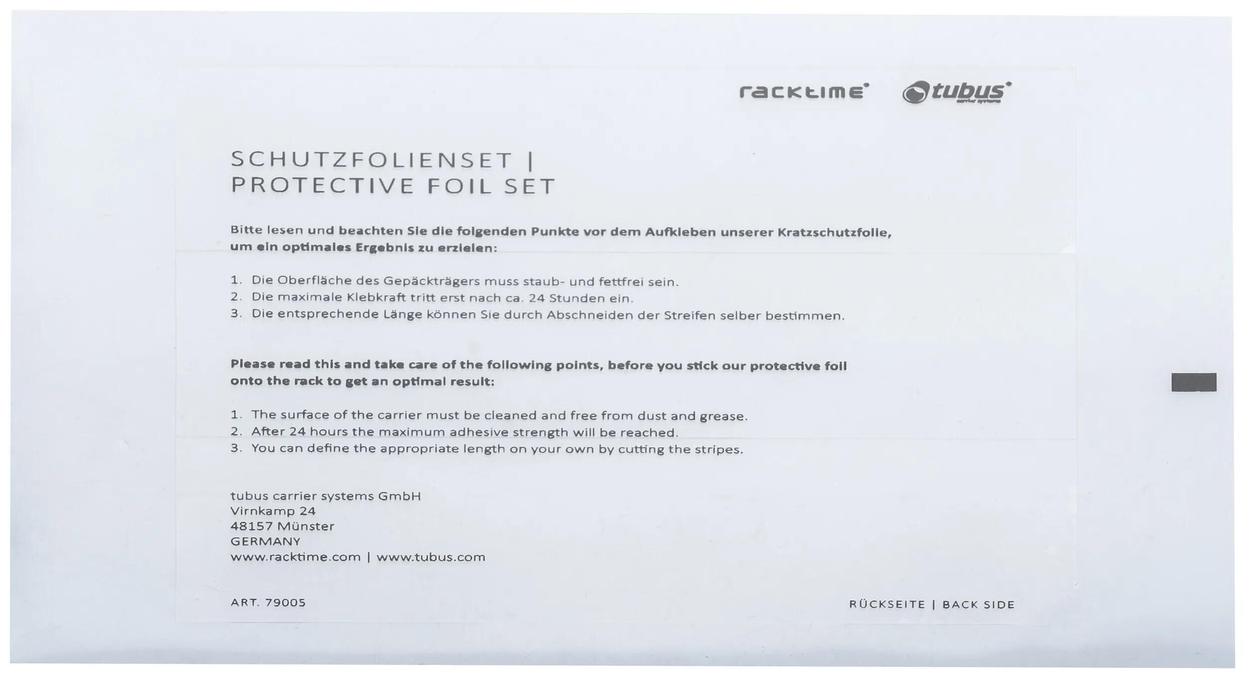 Tubus beschermfolie prot.foil set á 3 stickers transparent