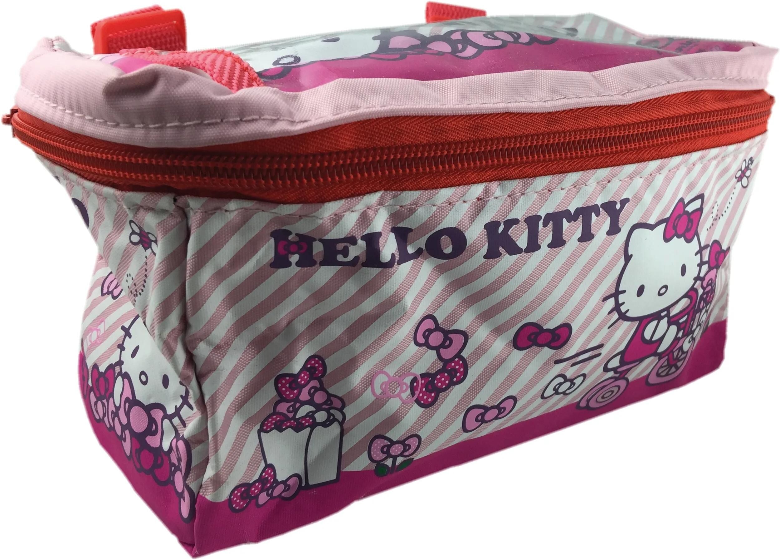Bike fashion kindertasche hello kitty bar bag children bags hello kitty twin bags, volume: 7 l (2x 3.5 l), dimensions (l x w x h): 23 x 8 x 19 cmwith luggage carrier strap, reinforced sides