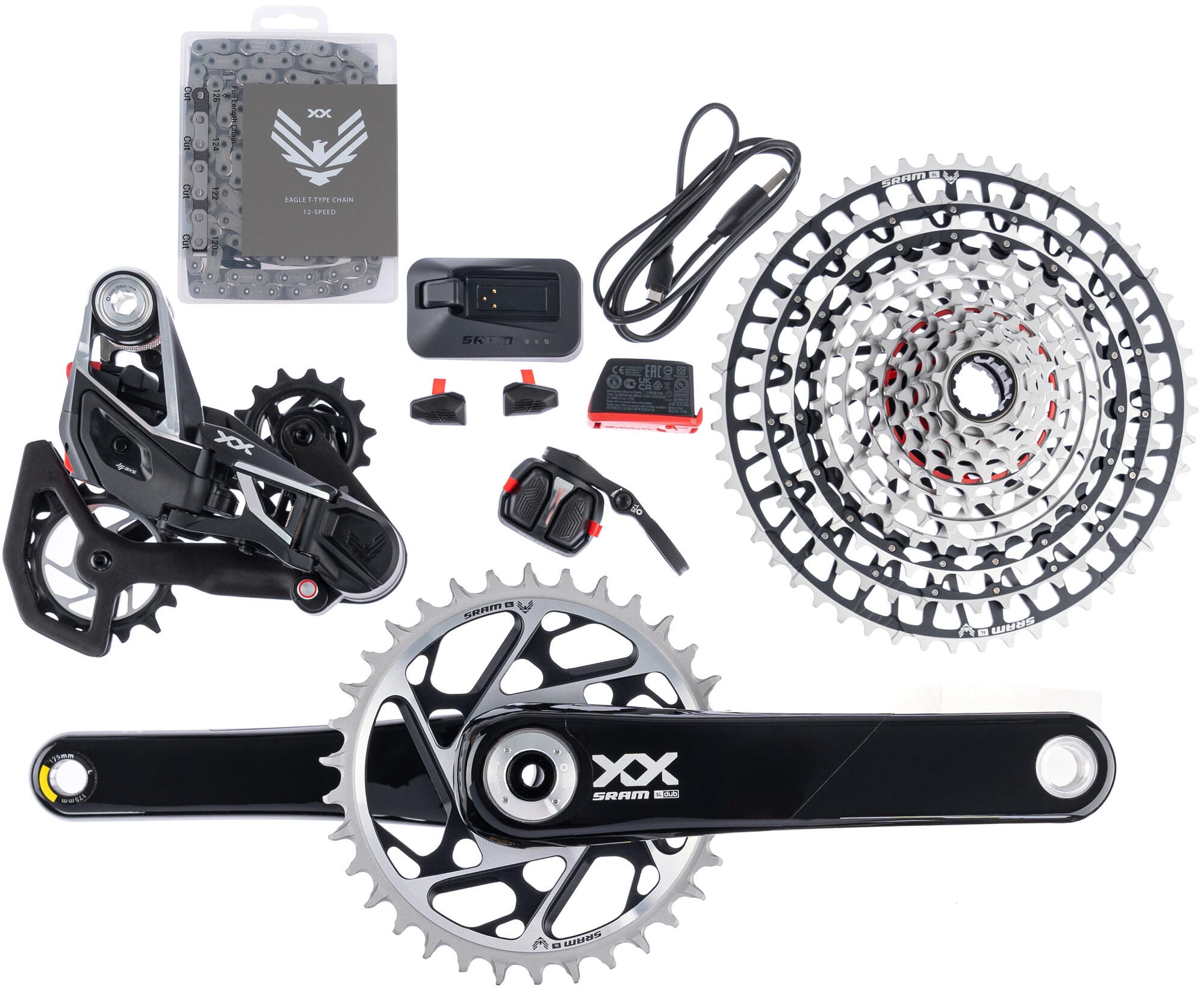 Sram schakelgroep-set xx sl eagle axs transmission set xxsl eagle 175mm axs q174 34t tm