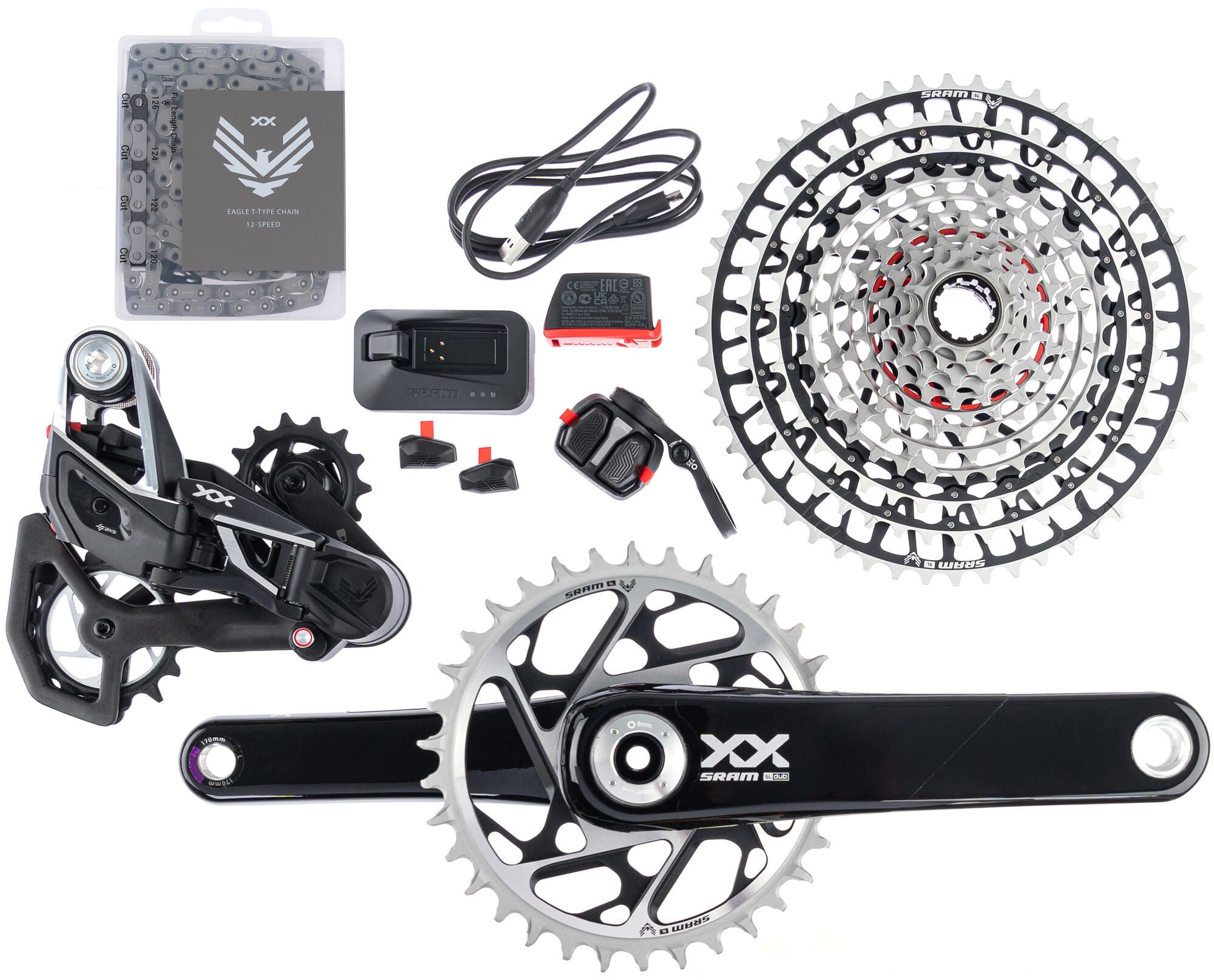 Sram schakelgroep-set xx sl eagle axs transmission set xxsl eagle 170mm axs q174 34t tm