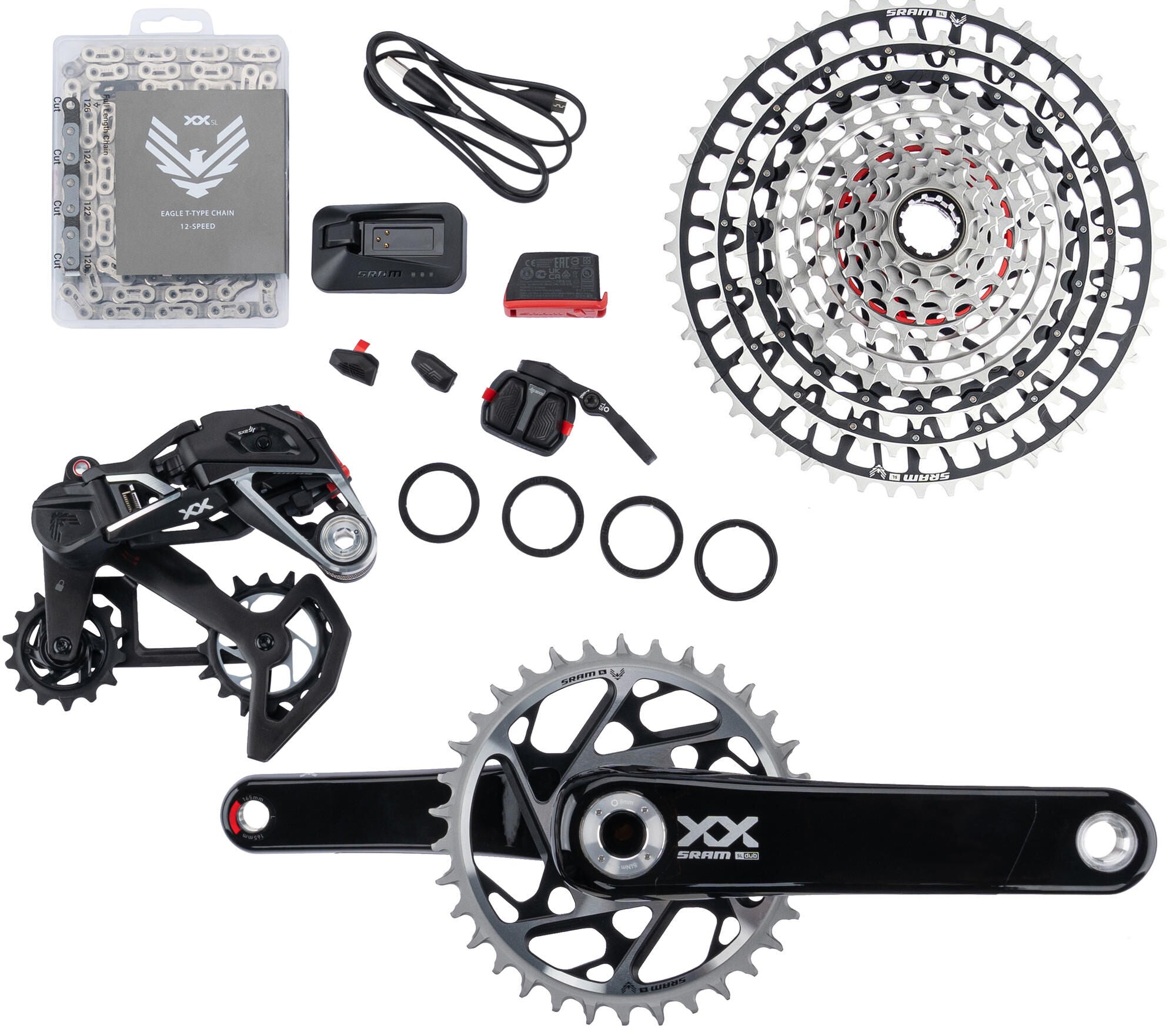 Sram schakelgroep-set xx sl eagle axs transmission set xxsl eagle 165mm axs q174 34t tm