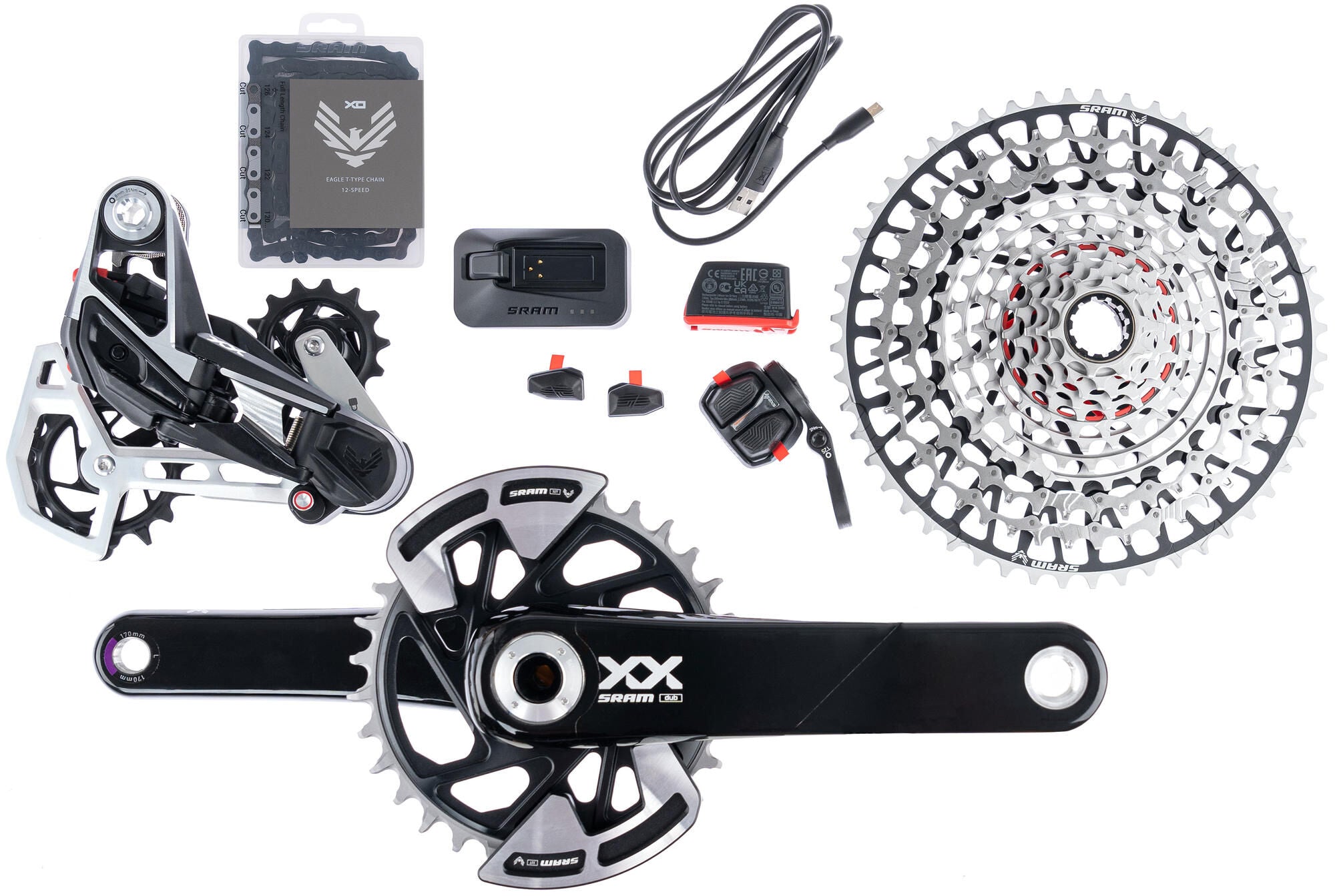 Sram schakelgroep-set xx eagle axs transmission set xx eagle 170mm axs q174 32t tm