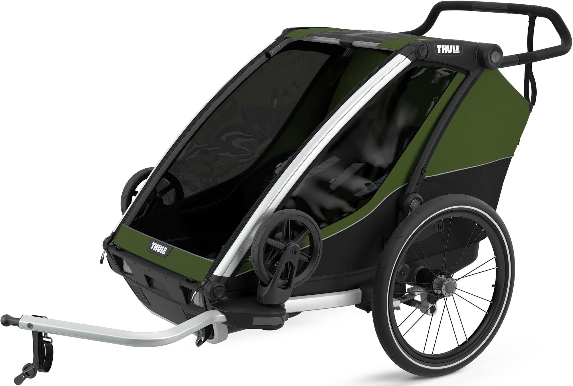 Thule fiets-kinderkar chariot cab double . child trailer char. cab 2 aku cyp.green