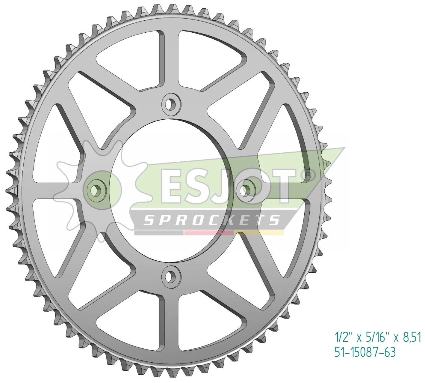 Esjot chain wheel 428 63z alu silver
